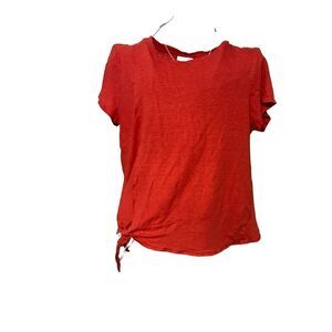 STUNNING J. Jill LOVE LINEN Salmon Colored linen top w/ tie at bottom Women’s sh
